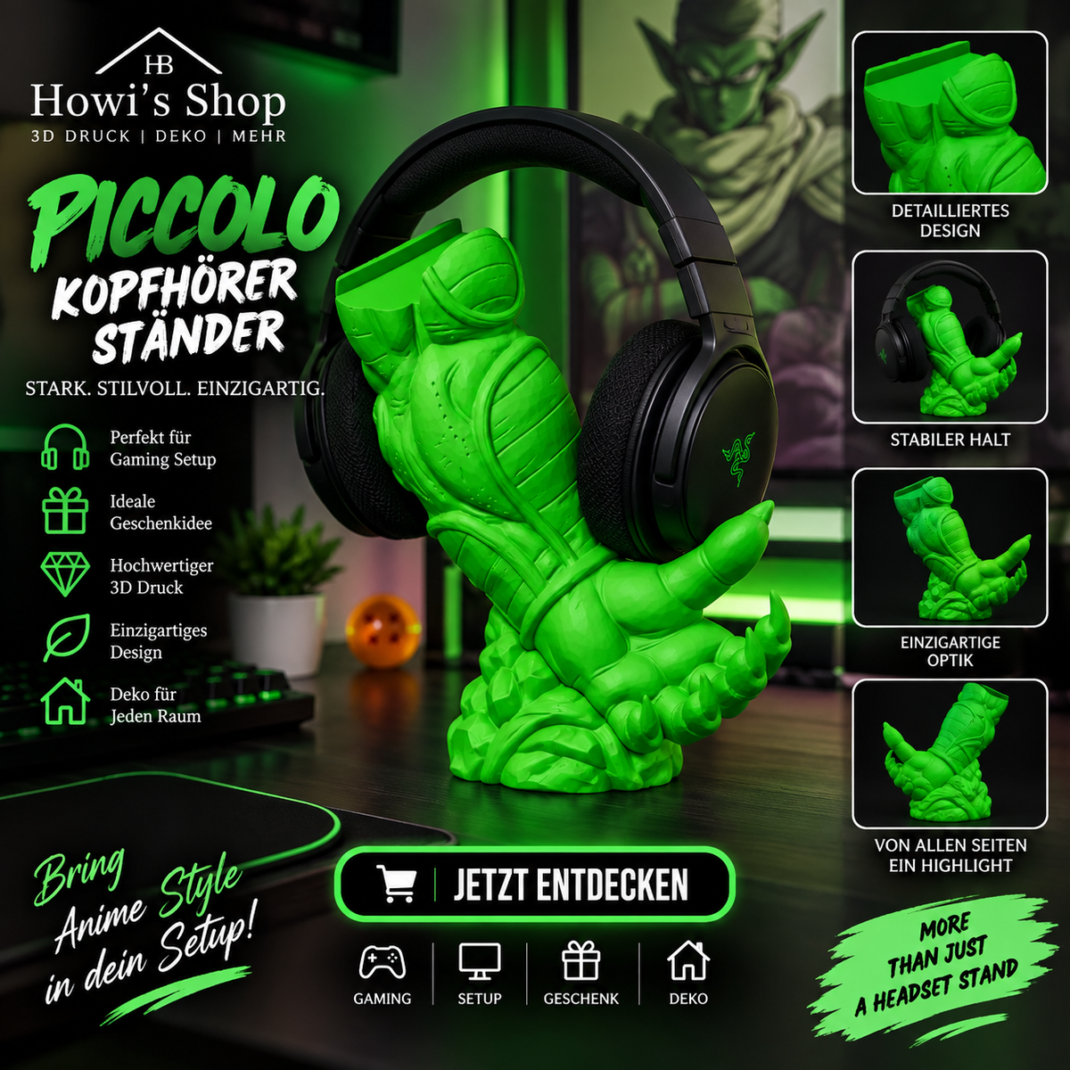 Piccolo Kopfhörer Ständer Dragon Ball 3D-Druck Gaming